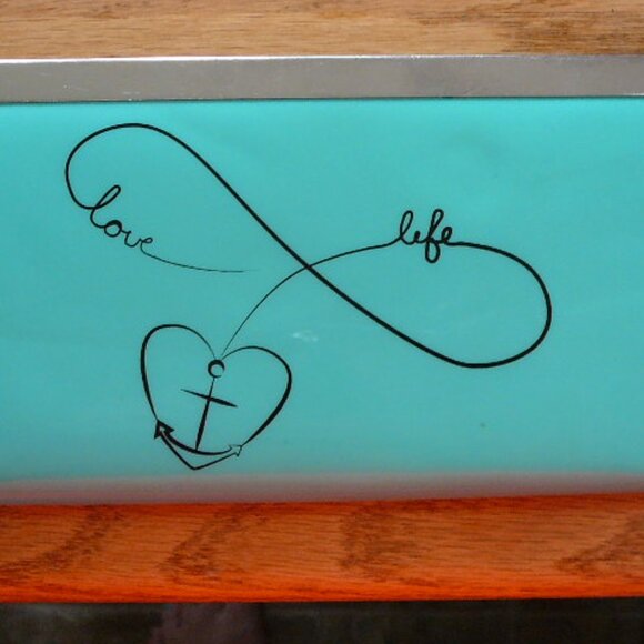 Love Life Black Script Turquoise & Silver Metal Trim Wallet Clip Closure - Picture 2 of 10